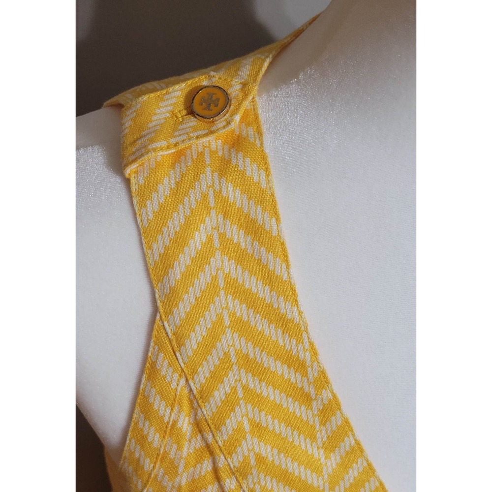 Tory Burch Linen Button-Down Yellow Chevron Dress - Picture 6 of 10